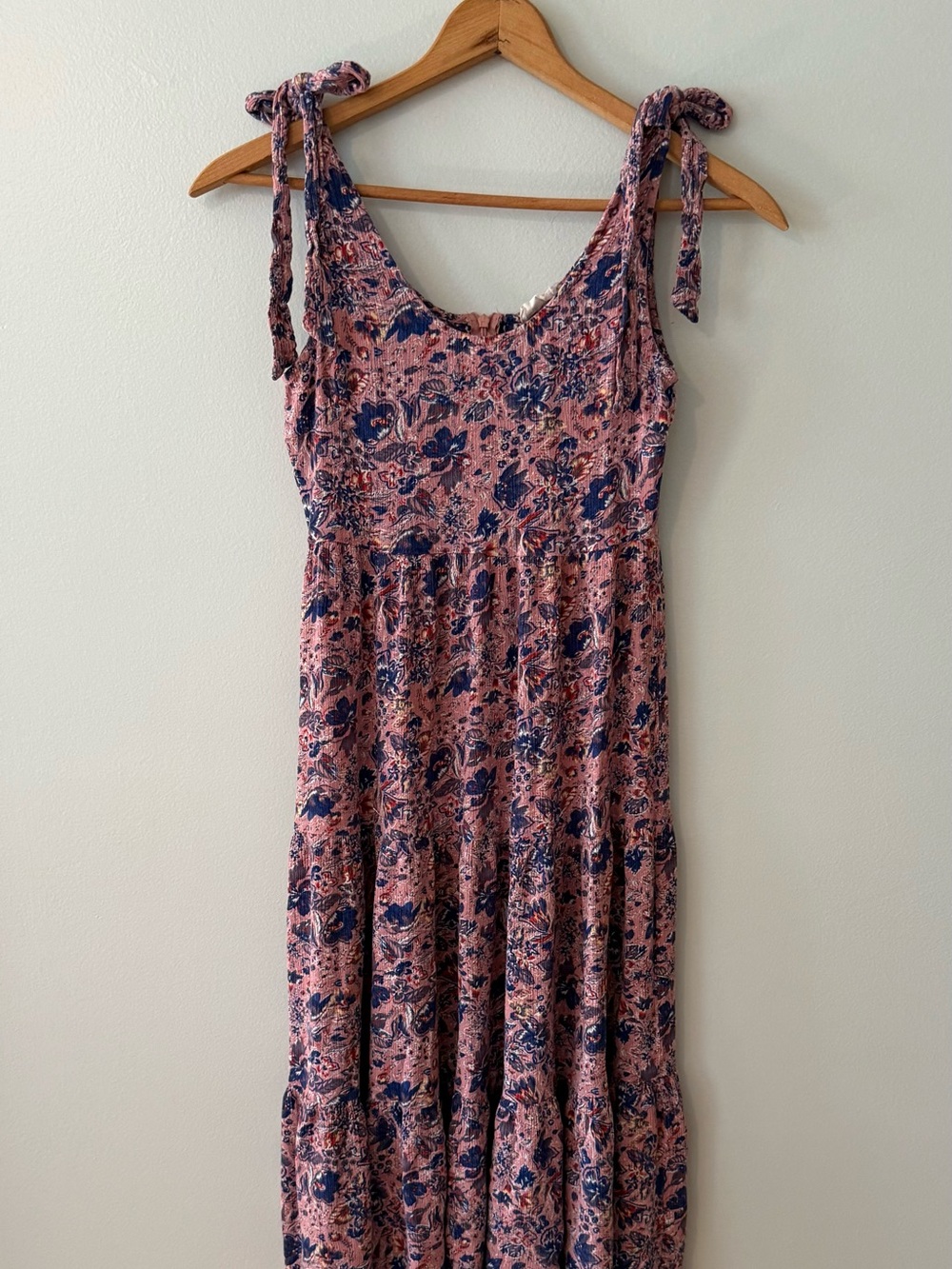 Tie-Shoulder Pink Printed Dress